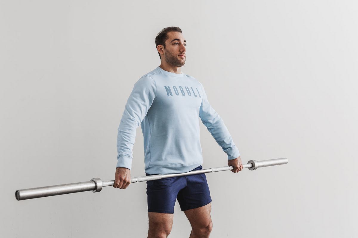 Nobull Crew Men's Sweatshirts Blue | Australia (QR7032)